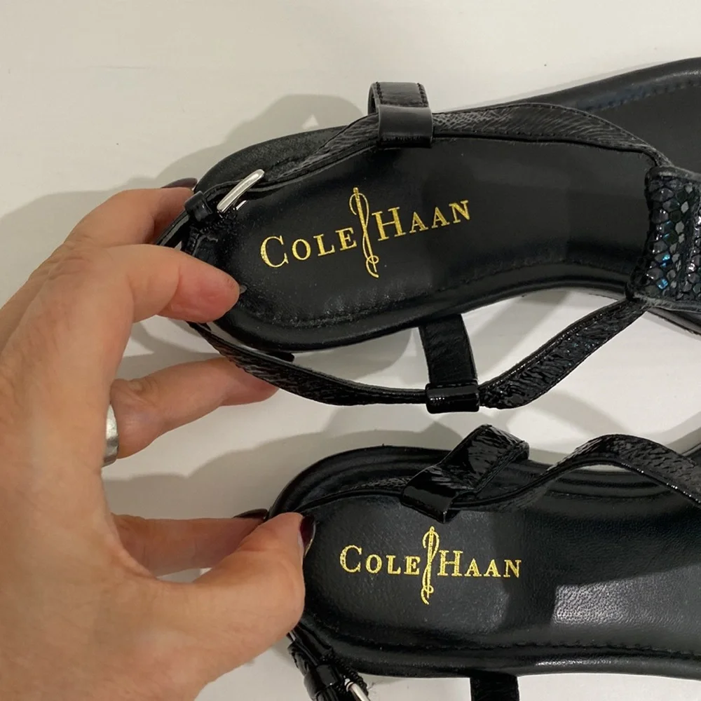EUC Cole HAAN Black Leather Sandals | Size 5 - Picture 2 of 7